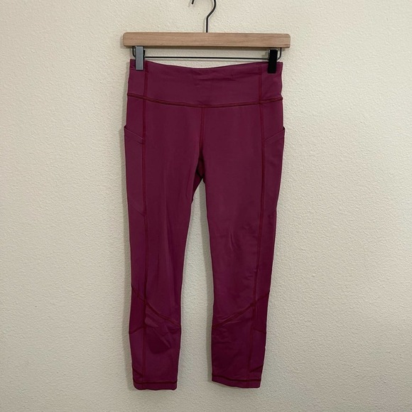 Lululemon Pace Rival Full-On Luxtreme 22" Crop Leggings Ruby Wine Burgundy 4 - Picture 6 of 14